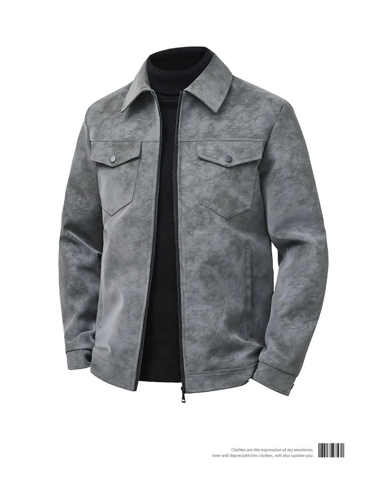 Jacket Spring and Autumn New Style Solid Color Simple High Quality Fashion Trend Casual Versatile Comfortable Men's  Retro  Coat