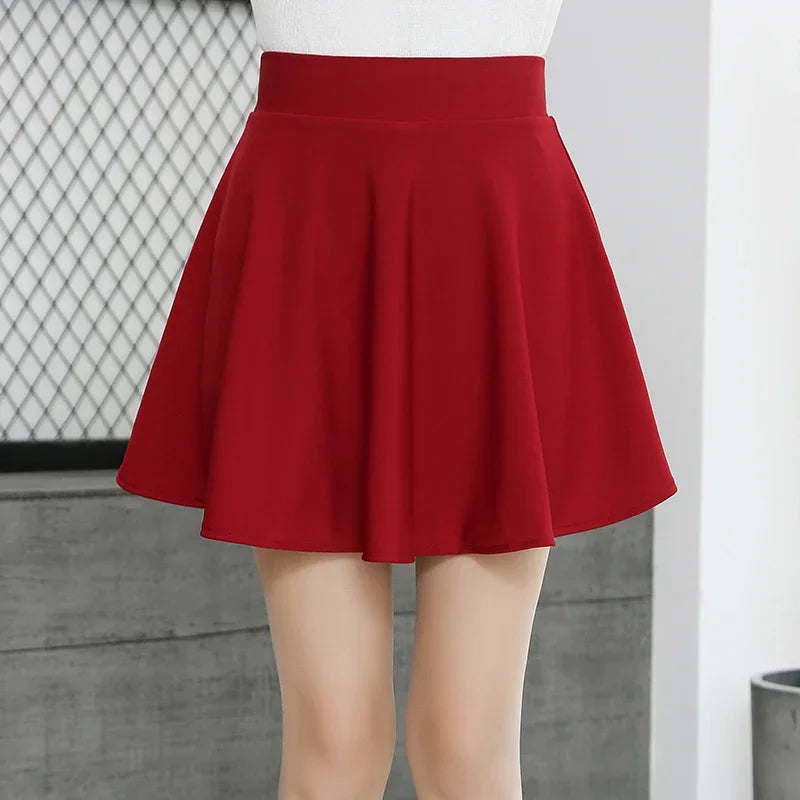 Black Skirts Woman Fashion 2024 Summer Elastic High Waist A-Line Knit Mini Short Red Umbrella Skirt Summer Women's Clothing