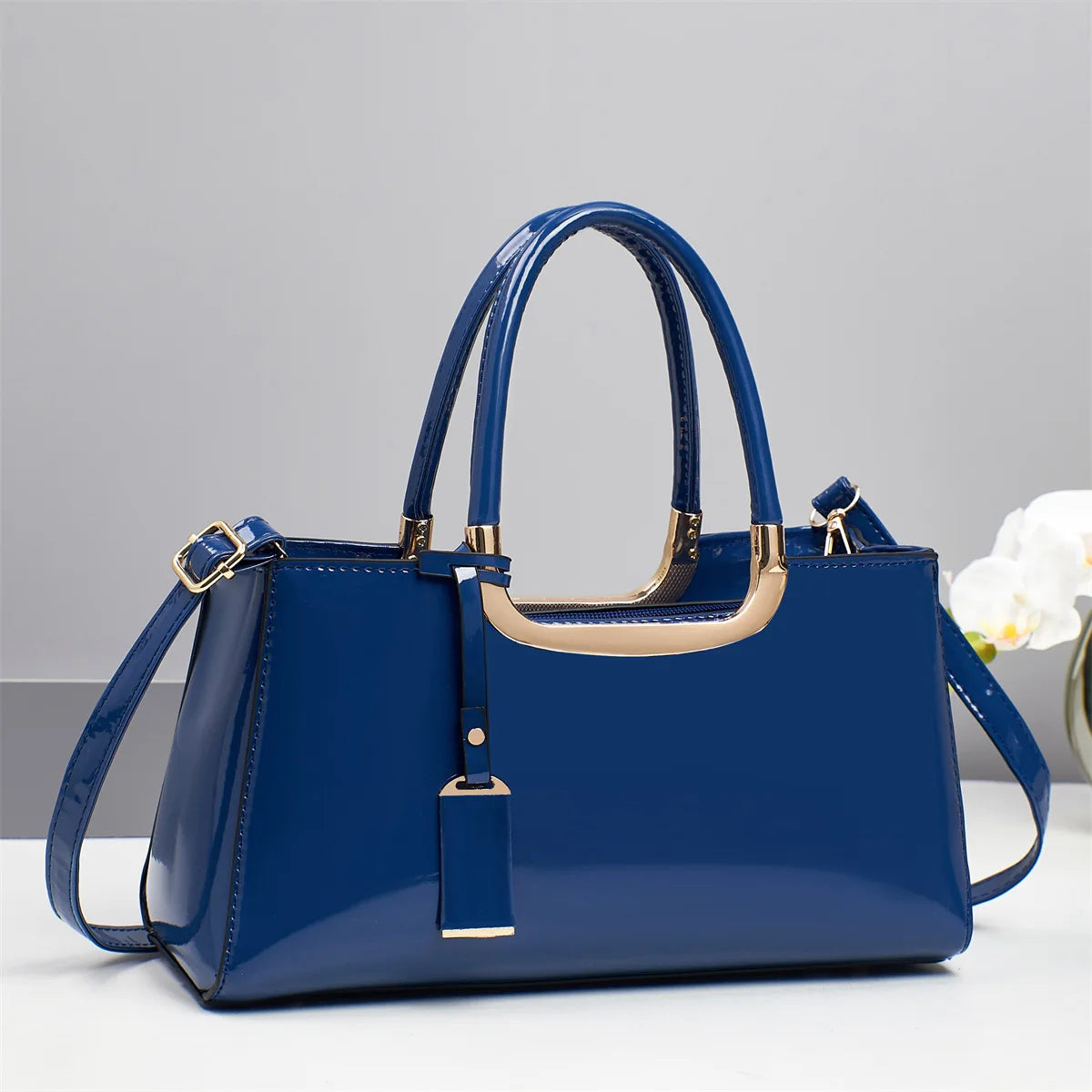 Luxury Designer Handbags High-End Evening Party Women Clutch Top Handle Underarm Bags Bright Patent PU Leather Crossbody Bags