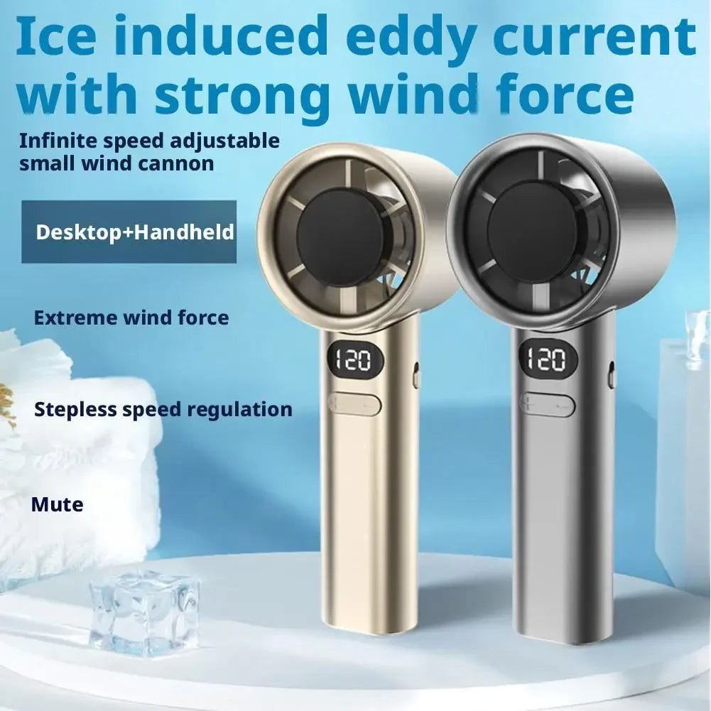 Portable Hand Fan , 120 Wind Speeds, Mini Bladeless Handheld Fan, USB Rechargeable Personal Highspeed Fans, Electric Eyelash Fan