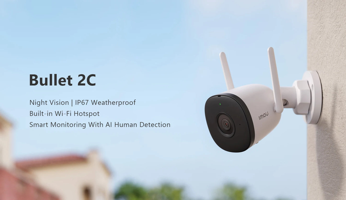 IMOU Bullet Security Camera 2.4GHz WiFi IP Camera Outdoor with IP67 Wi-Fi 6 Surveillance Camera Human Detection 24/7 Recording