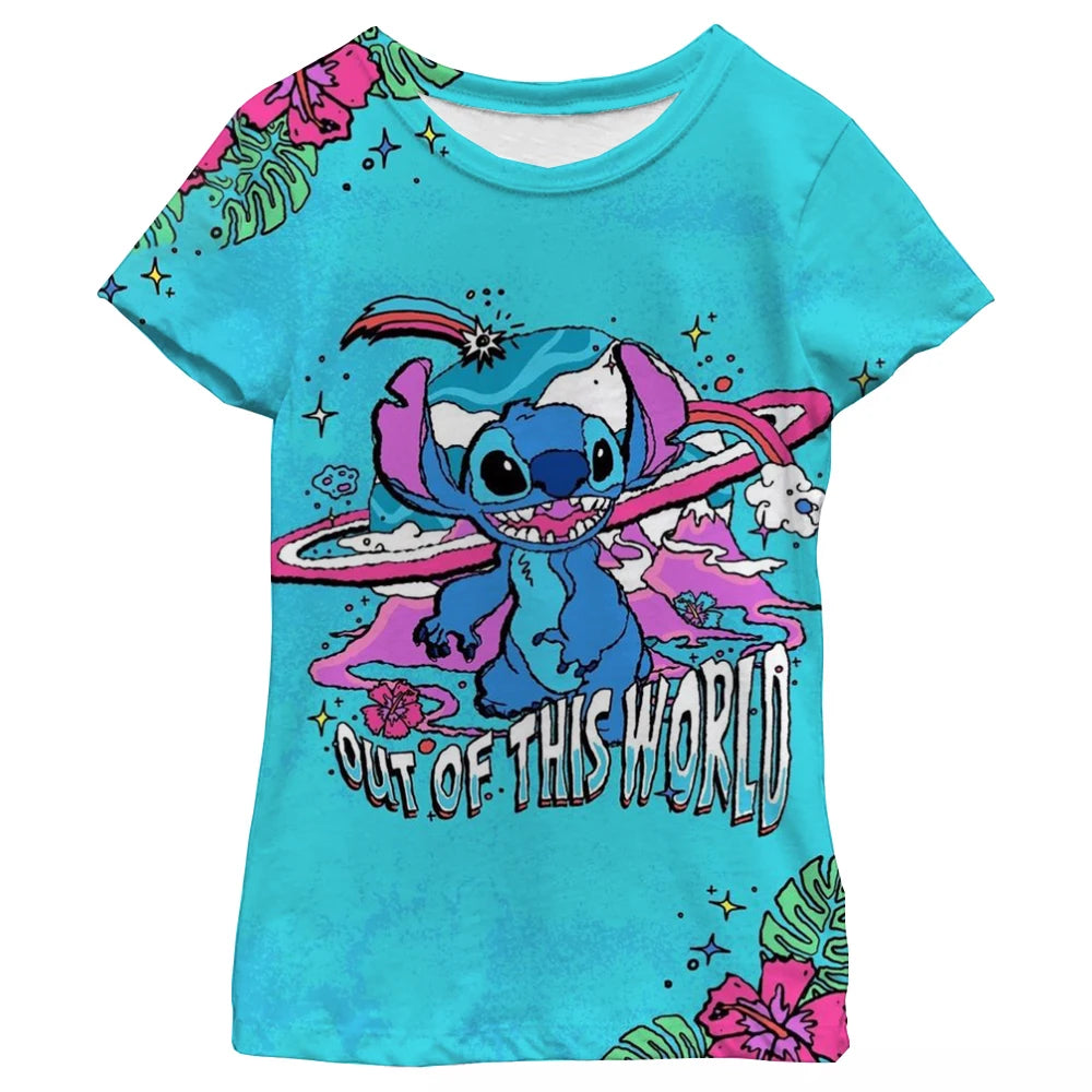 New Kawaii Lilo Stitch Cartoon T Shirt Children Kids Stitch Cute Manga T-shirt Y2k Graphic Tshirt Girl Boy Top Tees Lilo Stich