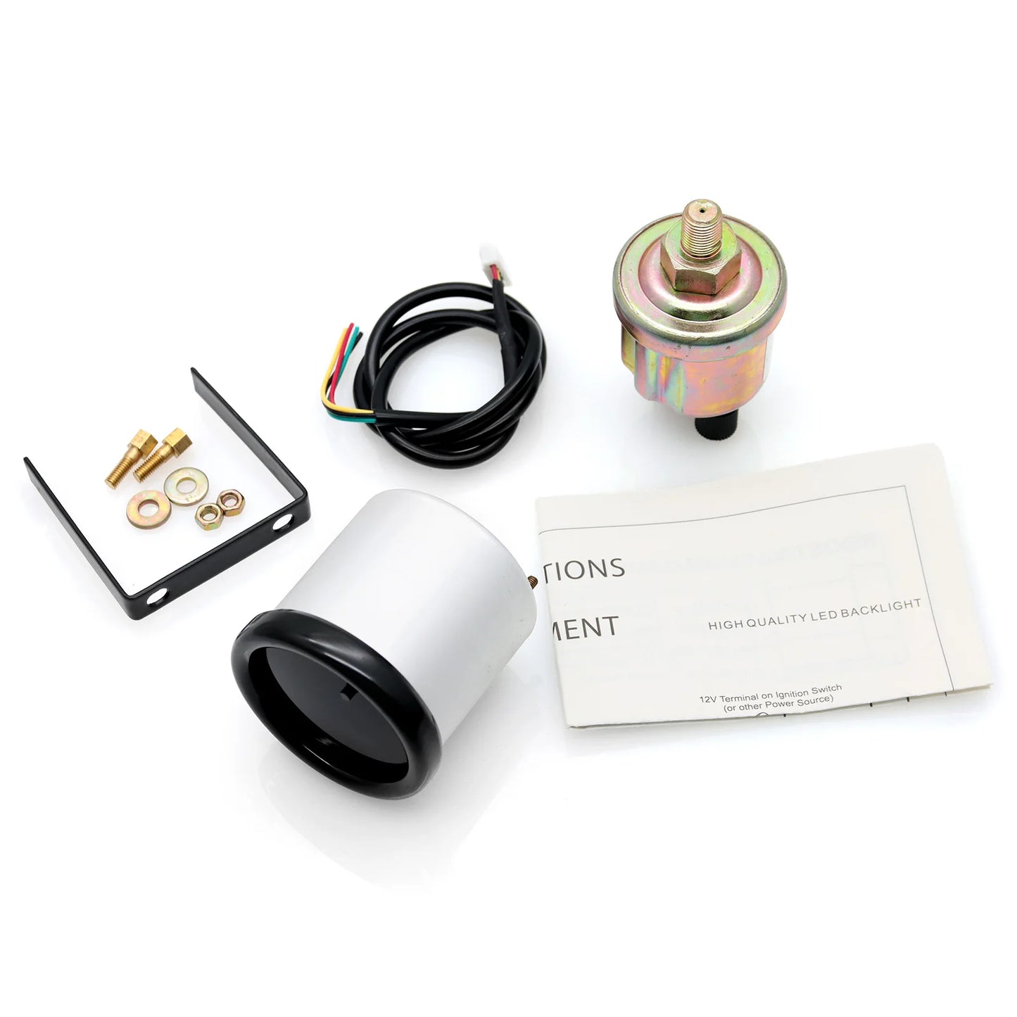 HD 52mm Fuel Press Gauge with Fuel Pressure Sensor 1/8NPT 0~10 Bar 7 Colors Backlight Fuel Pressure Gauge Car Oil Pressure Meter