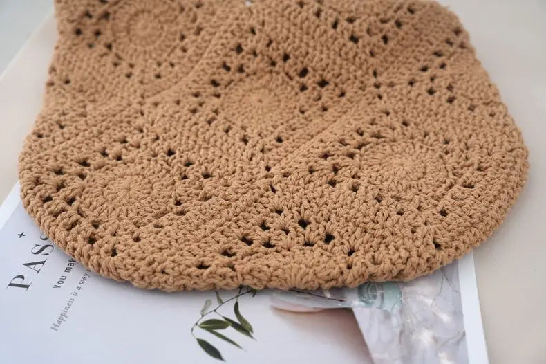 Women Shouder Bag Bohemian Straw Underarm Bag Summer Beach Woven Armpit Bag Hollow Flower Casual Crochet Tote Shopping Bags