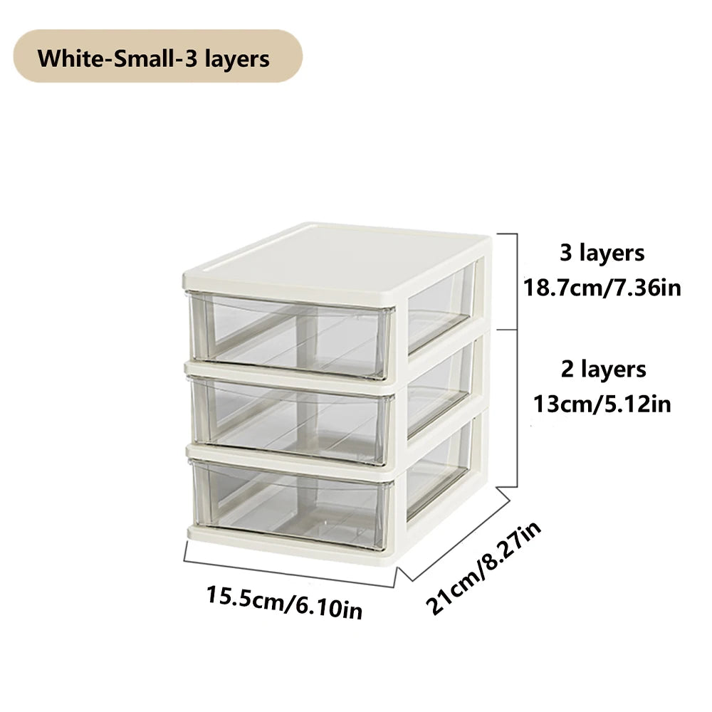 Desktop Storage Box with Drawers 2-6 Layers - Heightened Table Organizer for Office Home