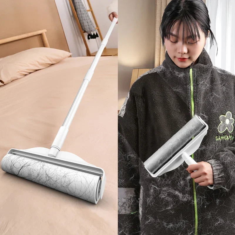24cm 16cm Wide Lint Rollers Sticky with Long Handle Large Surface Pet Hair Remover Dust Brush for Carpets Floors Curtains