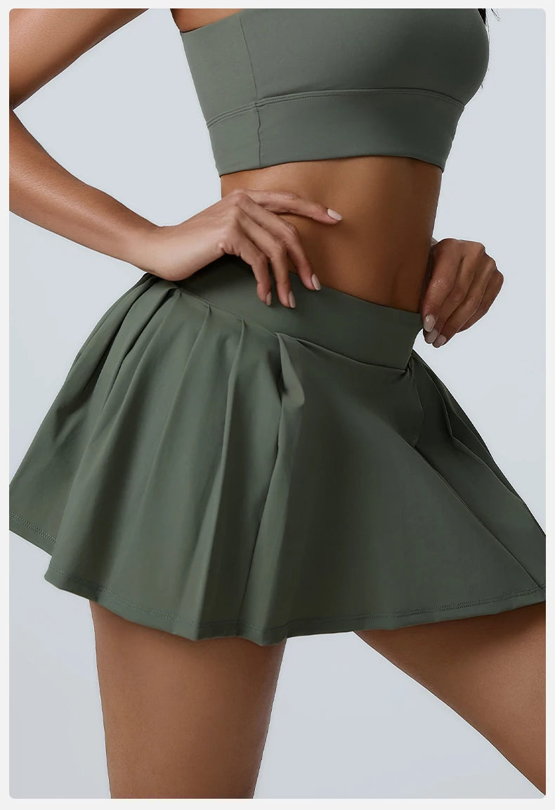 Women Shorts Sports Skirt High Waist Golf Tennis Skirts Gym Fitness Training Running Yoga Skirt Athletic Workout Outdoors Skort