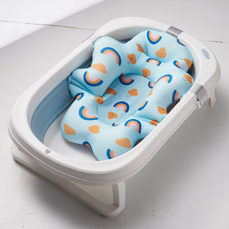 Newborn Bathtub Pad Ajustable Baby Bath Support Seat Mat Shower Cushion Foldable Baby Bath Seat Floating Security Water Pad