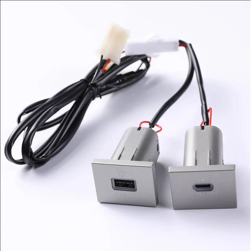 1pc 12V/24V Silvery PD car charger Socket QC3.0 Smart Fast charge USB connector for Ford Focus 2 2004-2010 mk2 Accessories