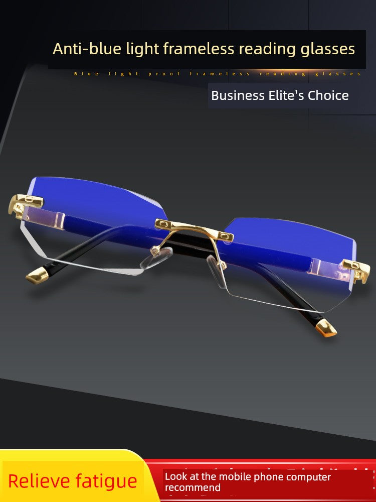 Glasses HD Anti-Blue Ray Rimless Brand Reading Glasses