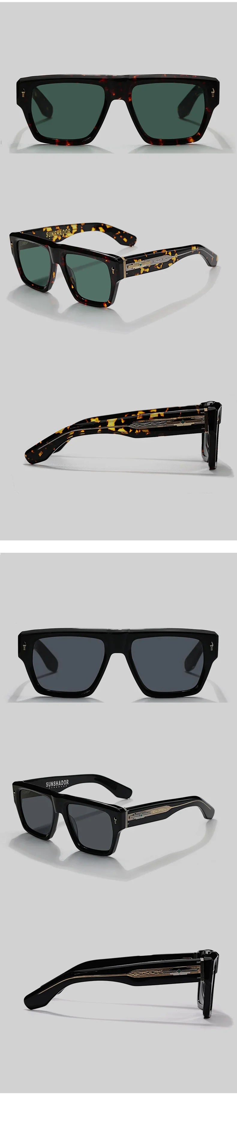 Pure Handmade Top Quality Fashion Square Acetate Luxury Sunglasses Men Women Personalized Designer Outdoor UV400  Sunglasses