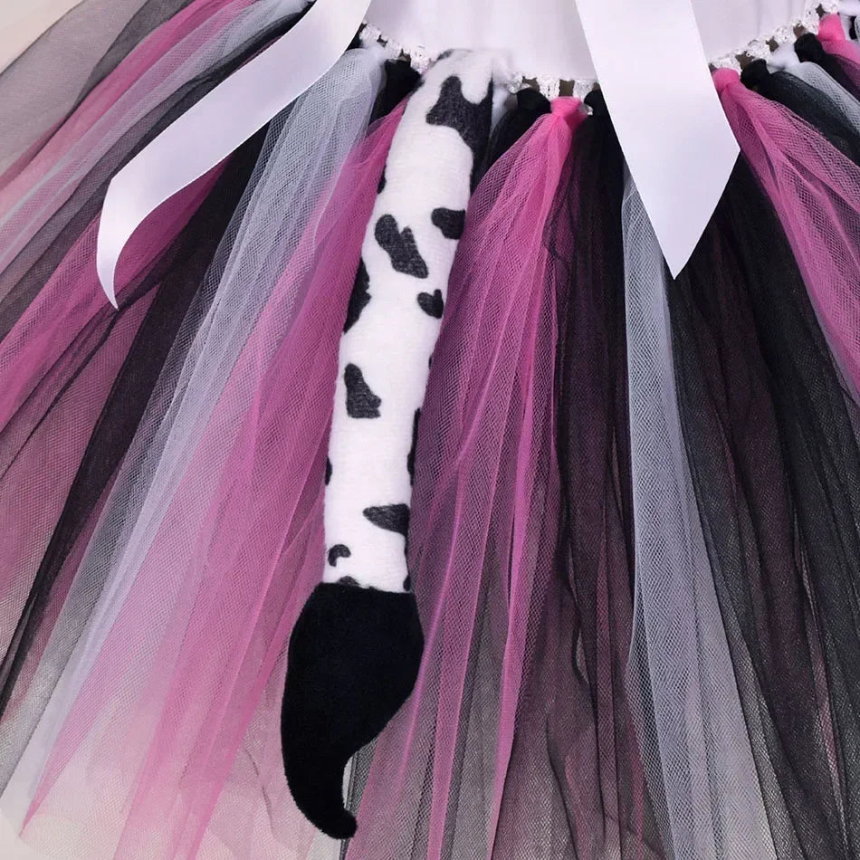 Halloween Animal Cosplay Costume for Children Forest Theme Cows Tiger Giraffe Leopard Zebra Tutu Dresses Performance Dance Sets