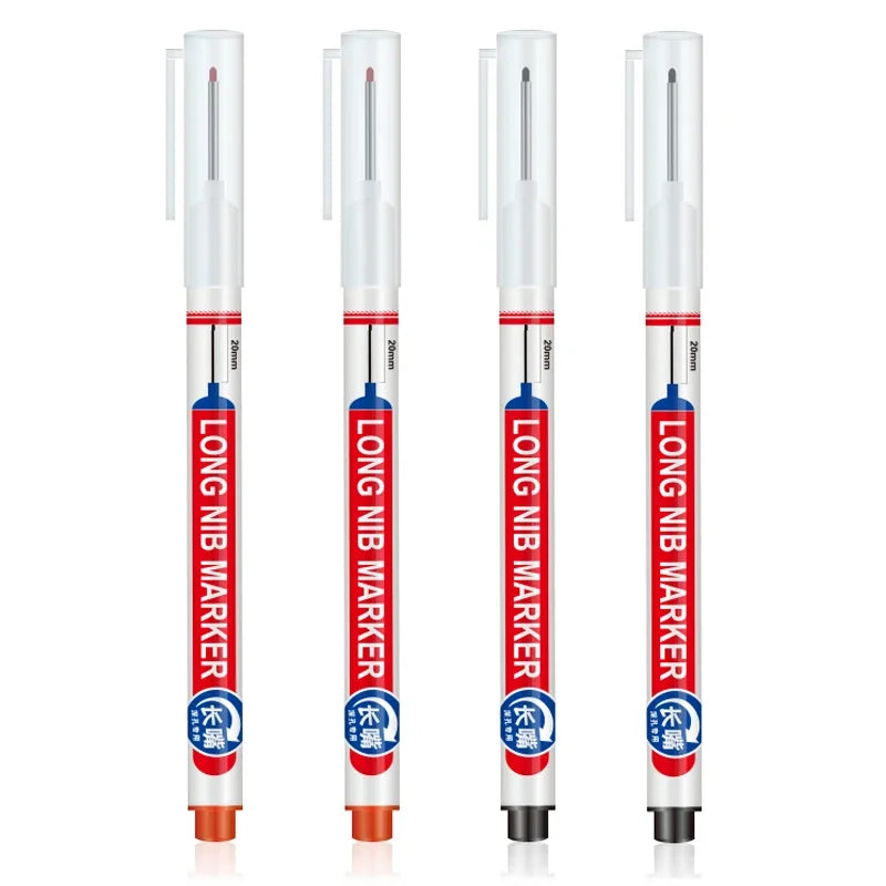 4Pcs/Set 20mm Deep Hole Long Nib Head Markers For Metal Perforating Pen Waterproof Bathroom Woodworking Decoration Multi-Purpose