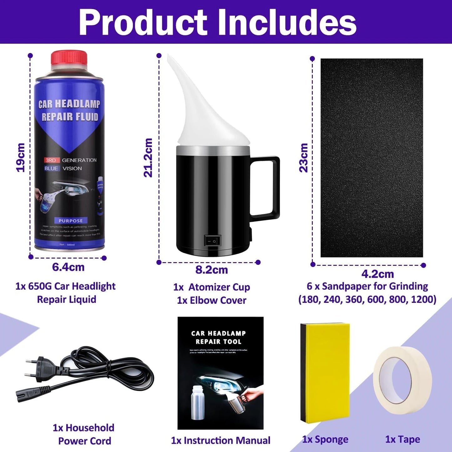 650g/500ml Headlight Regeneration Cleaning Renovated Car Headlight Renovation Kit Polishing Car Lamps Kettle For Headlight Lamps