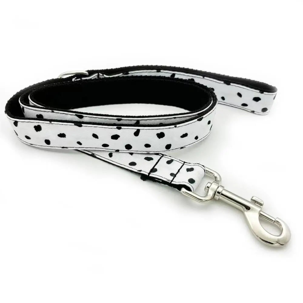 Personalized Dog Collar Customized Pet Collar Free Engraving ID Nameplate Tag Pet Dalmatians Black Dot Puppy Collars Leash