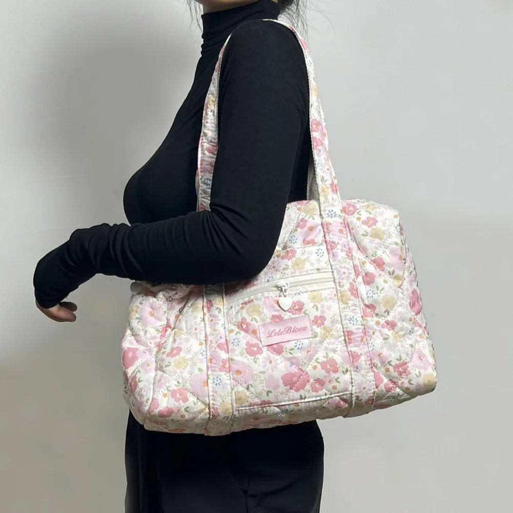 Korean Style Stroller Organizer Bags Flower Multi-pocket Floral Mummy Bag Portable Baby Care Storage Women Handbag Outdoor