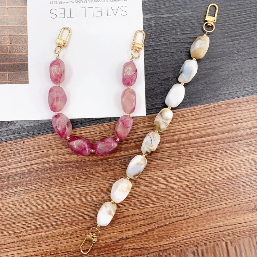 Fashion Mobile Phone Straps Acrylic Resin Beads Parts Handcrafted Wristband Women Replacement Bag Handle Chain Phone Lanyard