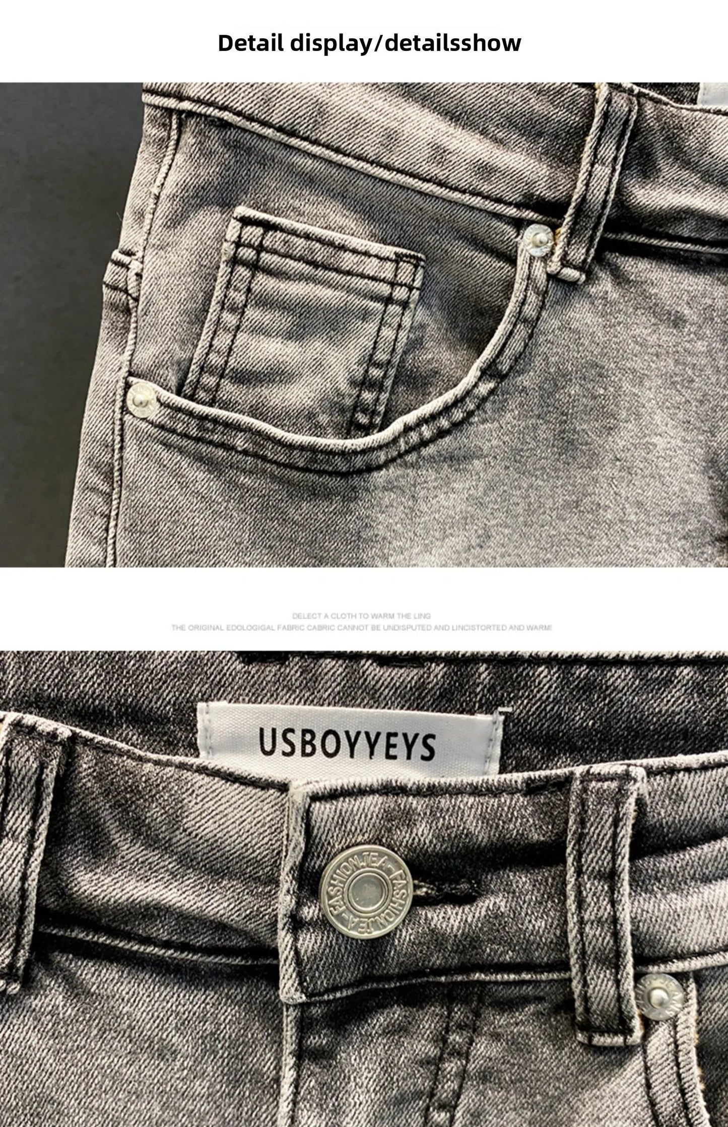 Summer ey e Nine-Ten Men's Jeans Sli Versatile Slim Fit Casual Cotton Stretch Fabric mid Waist Zipper Closure