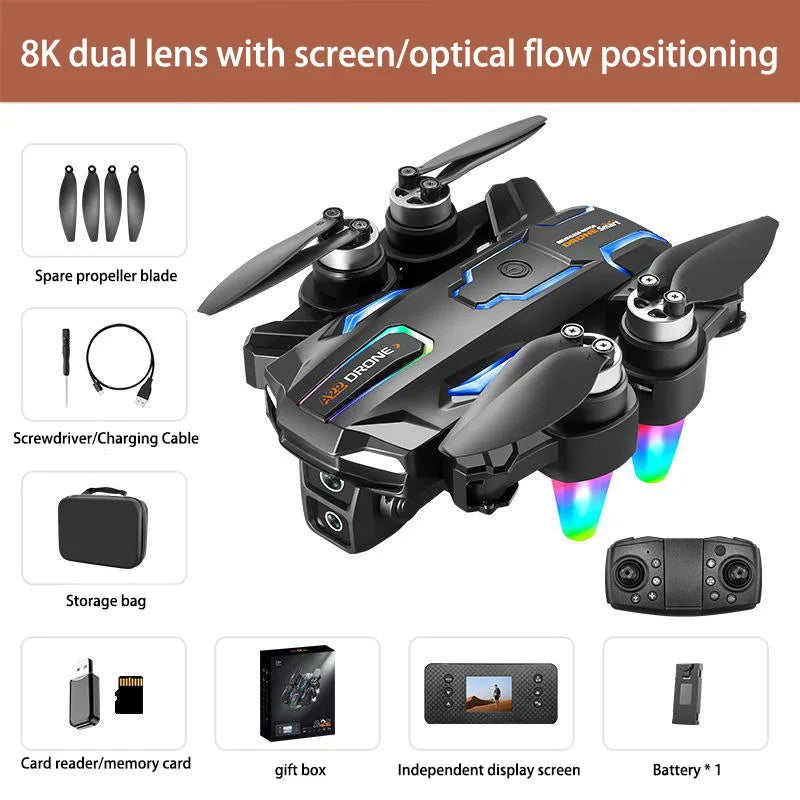 A22 Max Drone 8k Esc Dual Camera 5g Hd Aerial Photography Wifi Optical Localization Obstacle Avoidance Brushless Rc Drone