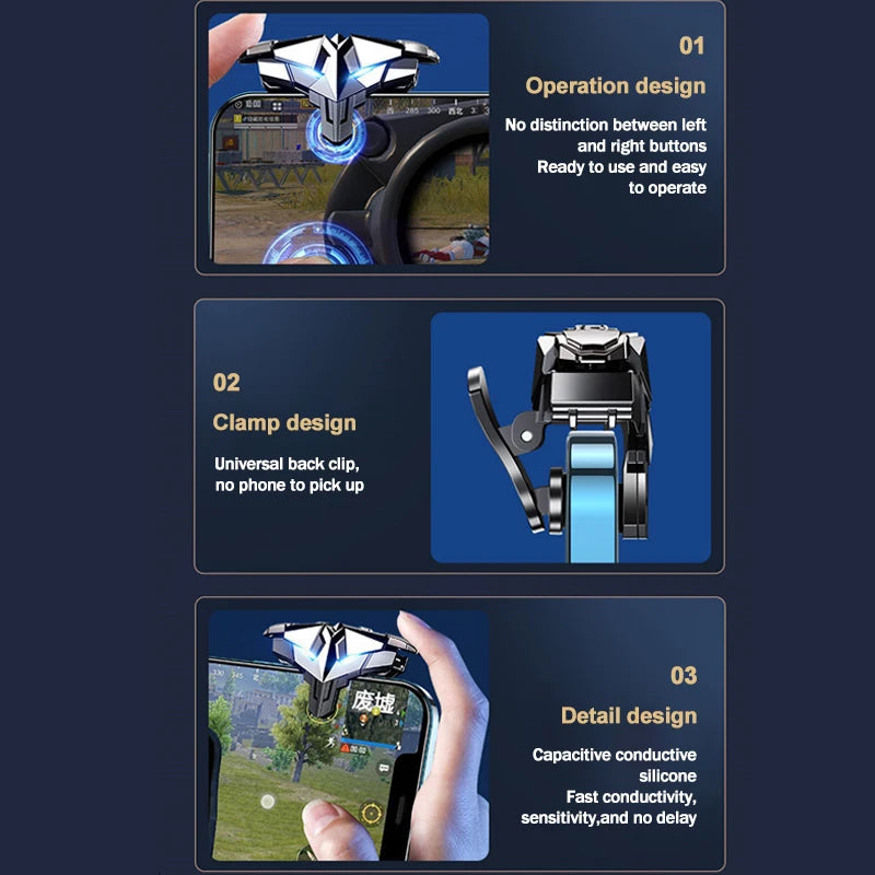 G10 Mobile Phone Game Trigger 4 Fingers Aim Shooting Free Fire L1 R1 Gamepad Joystick Controller for IOS Android E-sports Button