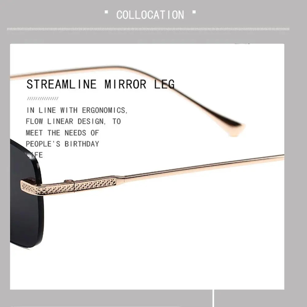 Rimless Square Sunglasses for Women Ins Style Small Rectangle Punk Sun Glasses UV400 Protection Street Shoot Eyewear for Women
