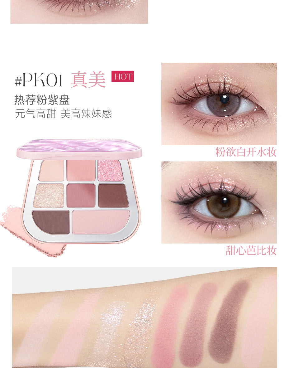 FOCALLURE 8 Colors Eyeshadow Palette Matte Satin Shimmer Glitter Fine Flash Waterproof Easy to Wear Longlasting Eye Makeup
