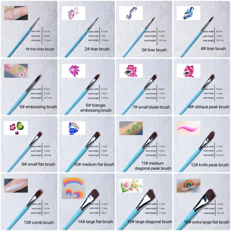High Quality Face Body Paint Brushes Sky Blue Artist Watercolor Painting Makeup Brush Set For Kids