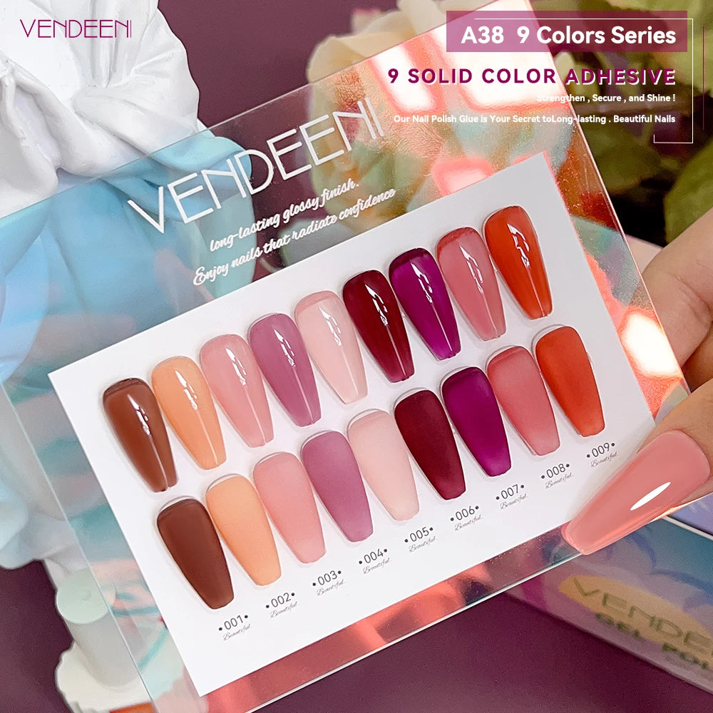 Vendeeni TPO HEMA Free 2025 Hot Sale High Quality 9-Color Nail Gel Polish Set Non-Toxic UV Gel Nail Art Kit for Nail Salon