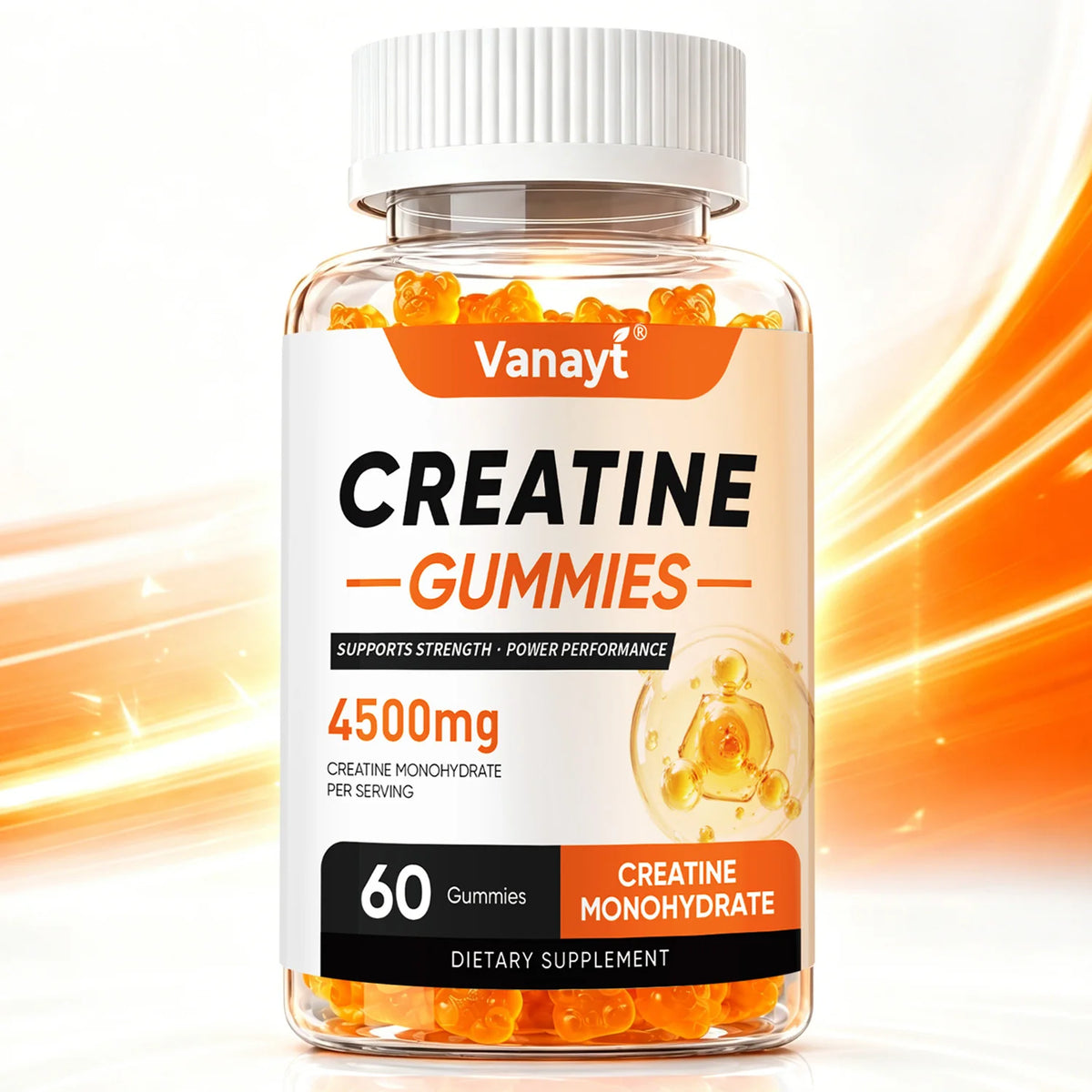 Creatine Monohydrate Gummies 4500mg - Boost Energy, Build Muscle Mass, and Improve Athletic Performance