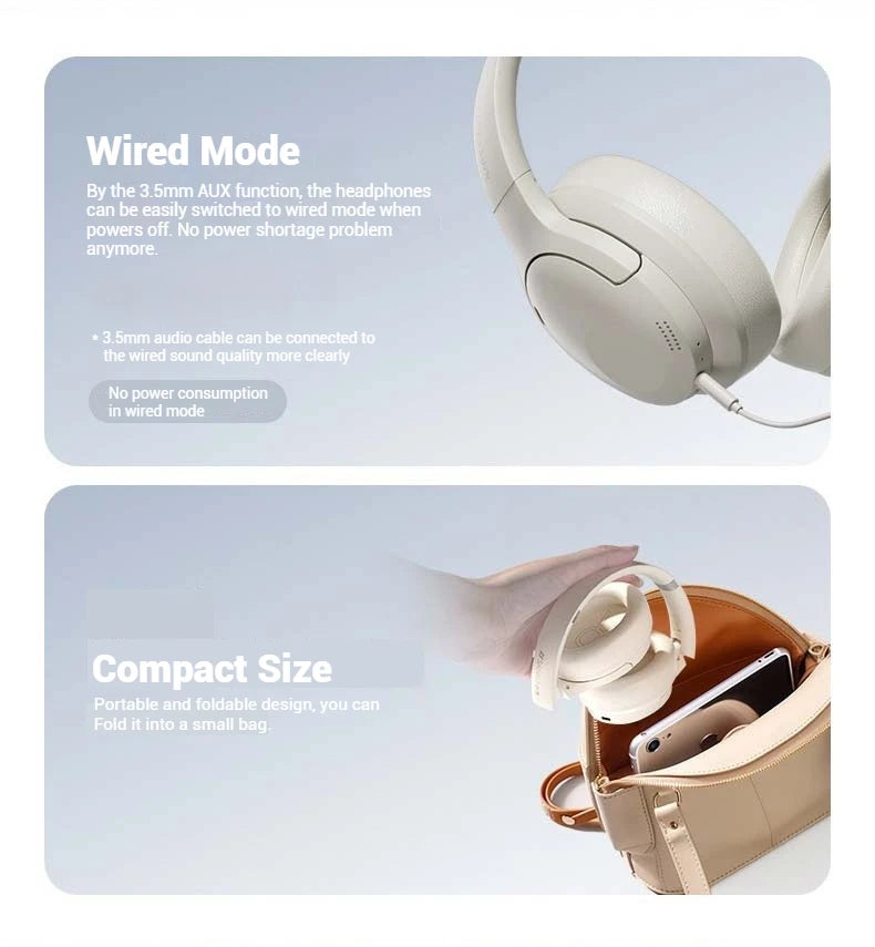 Sansui 50dB ANC Wireless Bluetooth 5.4 Headphone Over-Ear Earphone with Detachable Microphone Active Noise Cancellation Headsets