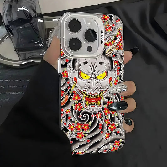 1pc Goro Majimas Hannya Yakuza Phone Case IMD Color Silver Shell For IPhone 16 15 14 13 12 11 Pro Max Plus