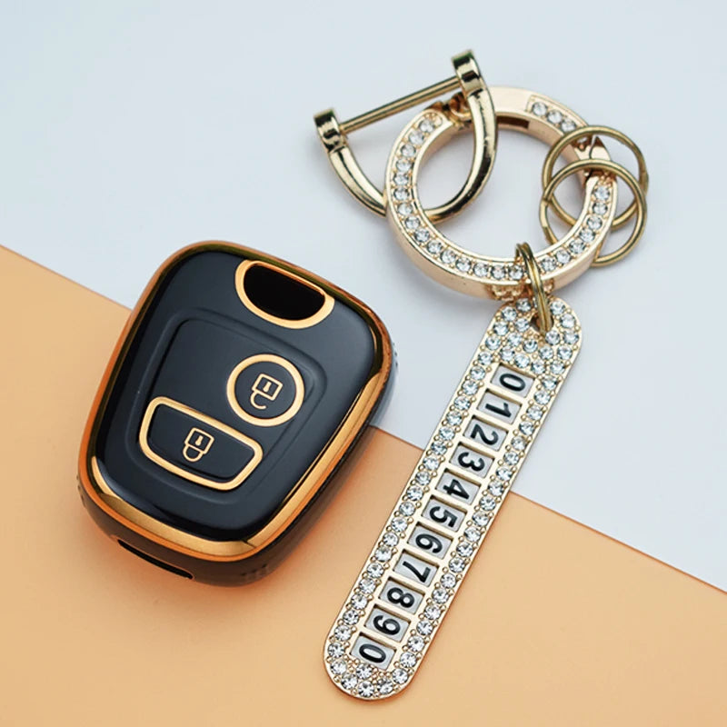 For Peugeot 107 206 207 307 For Citroen C1 C2 C3 C4 Picasso For Toyota Aygo TPU Car Remote Key Case Cover Shell Fob Keychain
