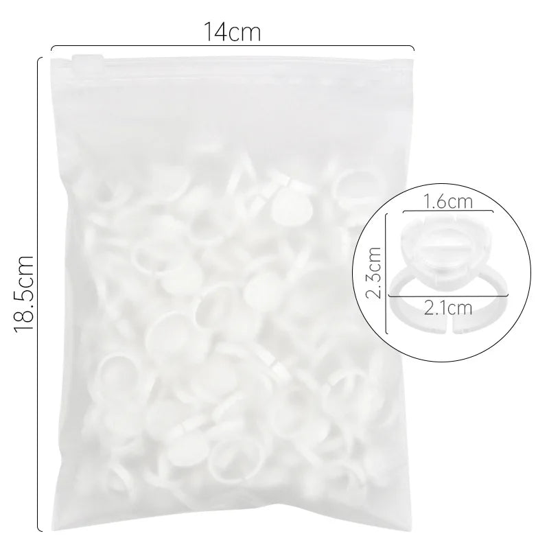 AILEISHI 100Pcs Disposable Eyelash Glue Fan Cup Rings Holder Container Tattoo Pigment Eyelash Extension Tools Lash Supplies