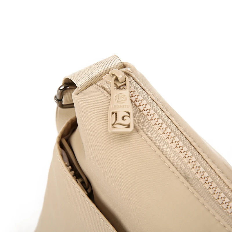 Women Crossbody Bag Multi-Pocket Organizer Lightweight Nylon Wide Strap Messenger Purse Commute Travel Outdoor Solid Minimalist