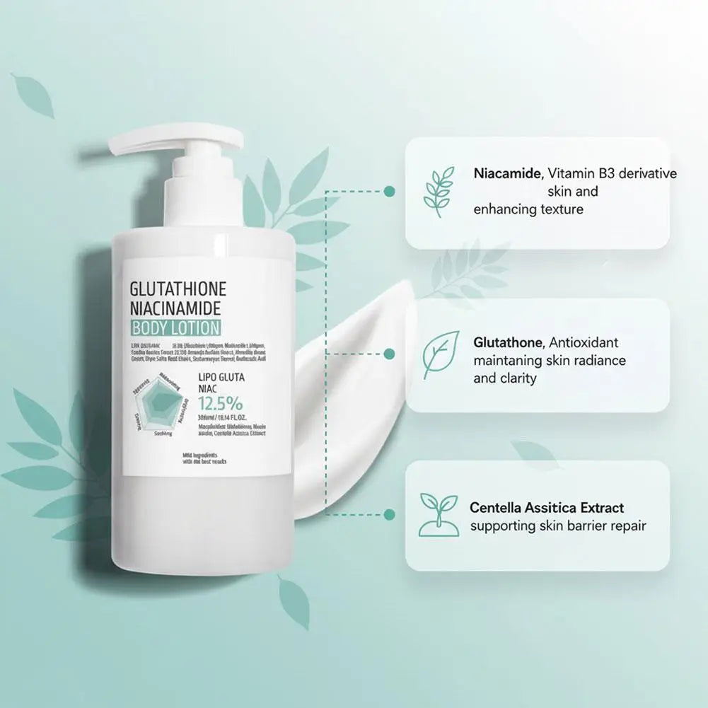 Glutathione Niacinamide Body Lotion 300ml Deep Hydrating Skin Care Rejuvenate Moisturizer Smooth Repair Rough Skin Full Body