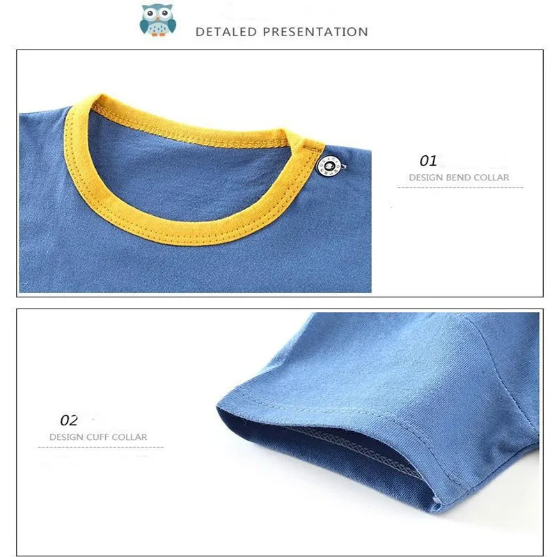 Kids Stripe T-Shirt + Shorts 2-Piece Clothing Set Summer Baby Boy Girl Cotton Cartoon Pajama Casual Tracksuit Clothes Suit 0-6 Y