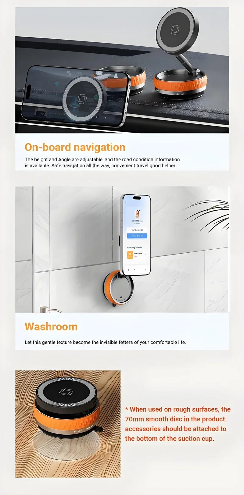 15W Wireless Car Charger Mount,Magnetic Vacuum Suction 360° Rotatable Foldable Portable Multi-Scenario Phone Stand for All Phone