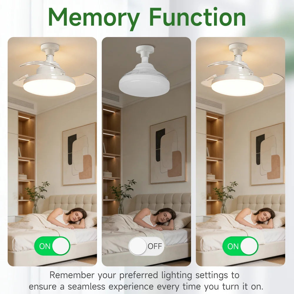 Ceiling Fan Light Suitable For E27 Base Bedroom Fan Lamp With Remote Control Fan Chandelier for Living Room Decor Fan Light