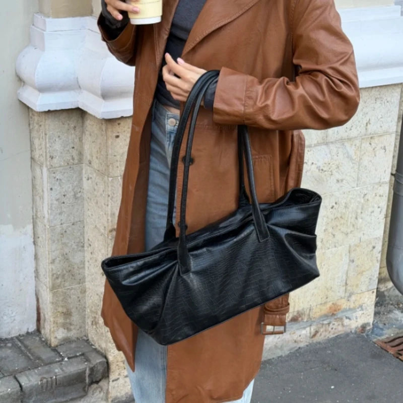 Luxury Vintage Crocodile-embossed Tote,women's Large-capacity Shoulder Handheld Bag,stylish Minimalist Casual Commuter Tote Bags