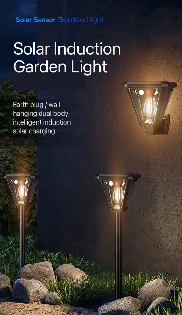 2IN1 Outdoor Solar Camping Wall Lamps Lawn Lamps Floor Lamp LED Induction Lamps Garden Landscape Lamps Decorative Tungsten Lamp