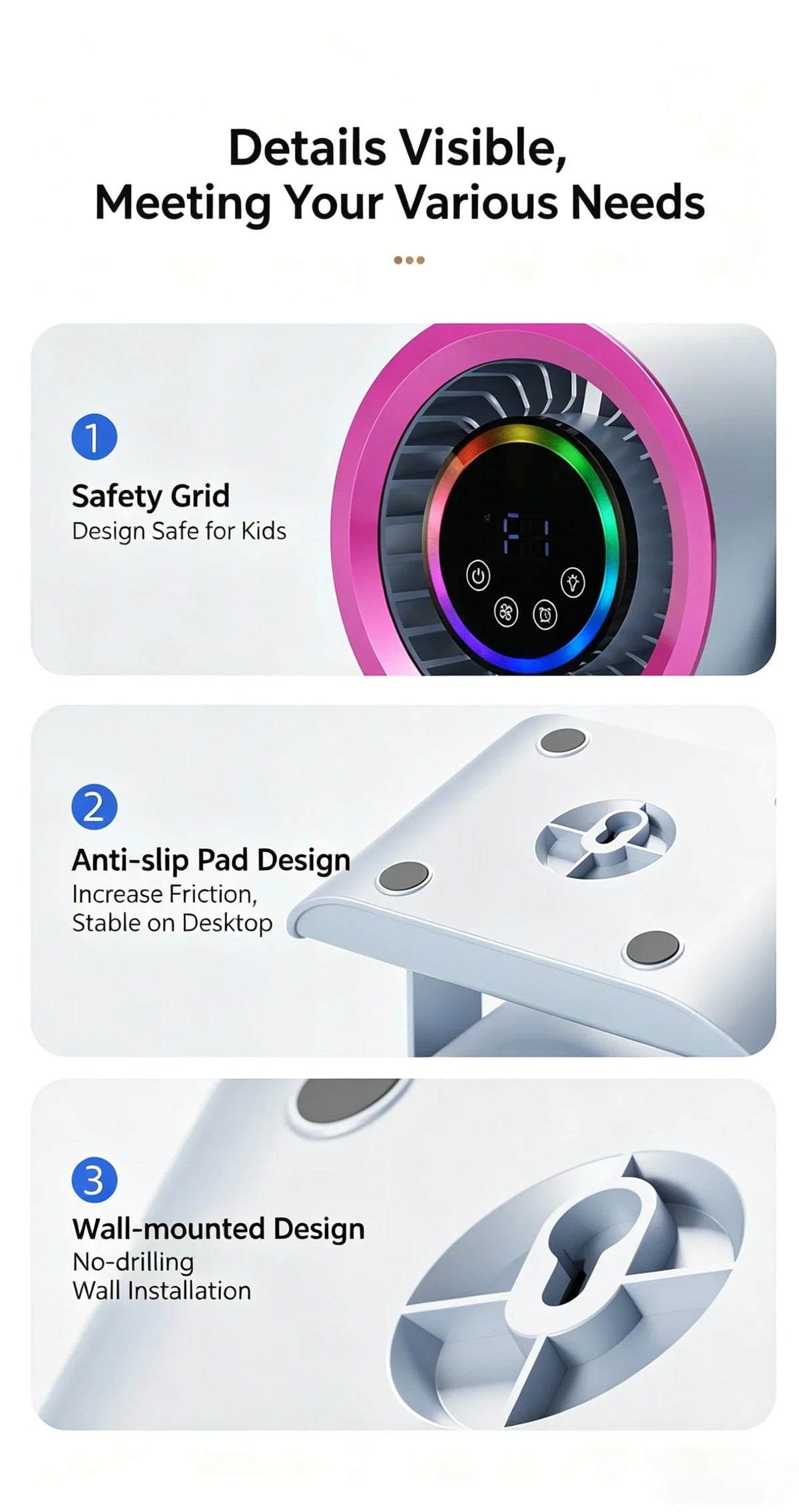 Hot-Selling New Air-Conditioning Circulating Mini Fan With Touch Control And Digital Display, Suitable For Dormitory Bed, Silent