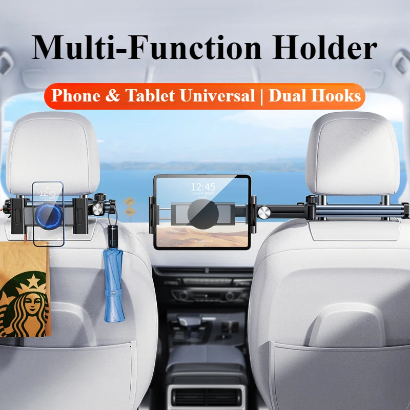 Hipacool Car Phone Holder Tablet Seat Back Stand Headrest Back Seat with 360° Rotatable for 4.7-12.9" for iPhone iPad Universal