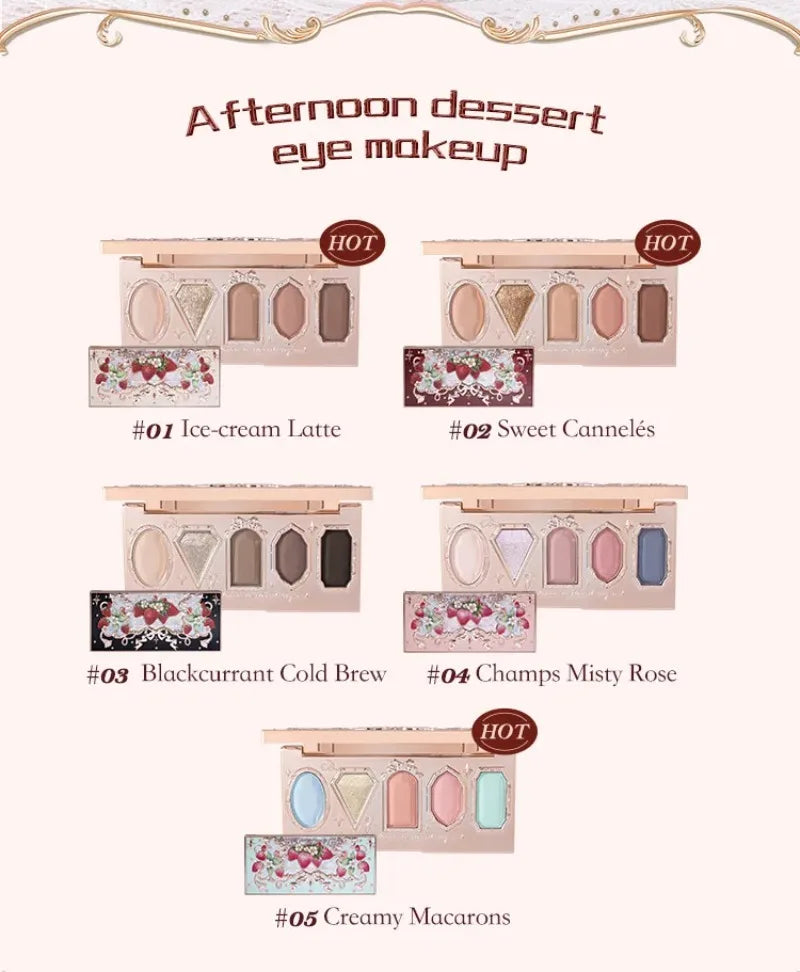 Flower Knows Strawberry Rococo Series Makeup Set Glitter Matte Eyeshadow Palette Blusher Power Velvet Lipstick Kit Perfume Set