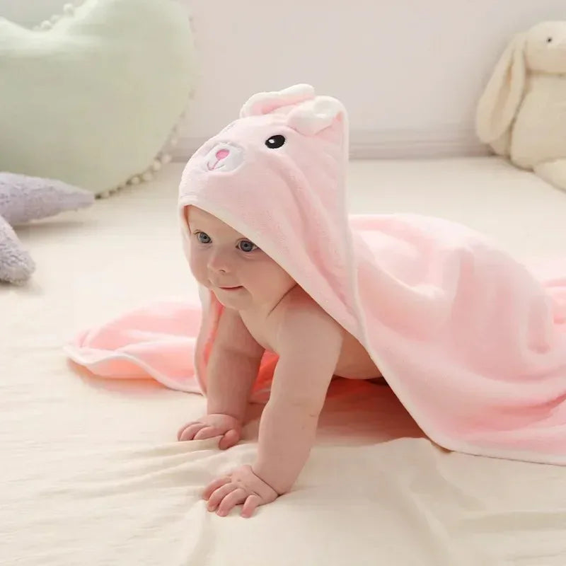 80*80cm/ Cartoon Baby Bath Towel Body Hooded Polyester Fiber Baby Bathrobe Newborn Swaddling Girl and Boy Baby Blanket