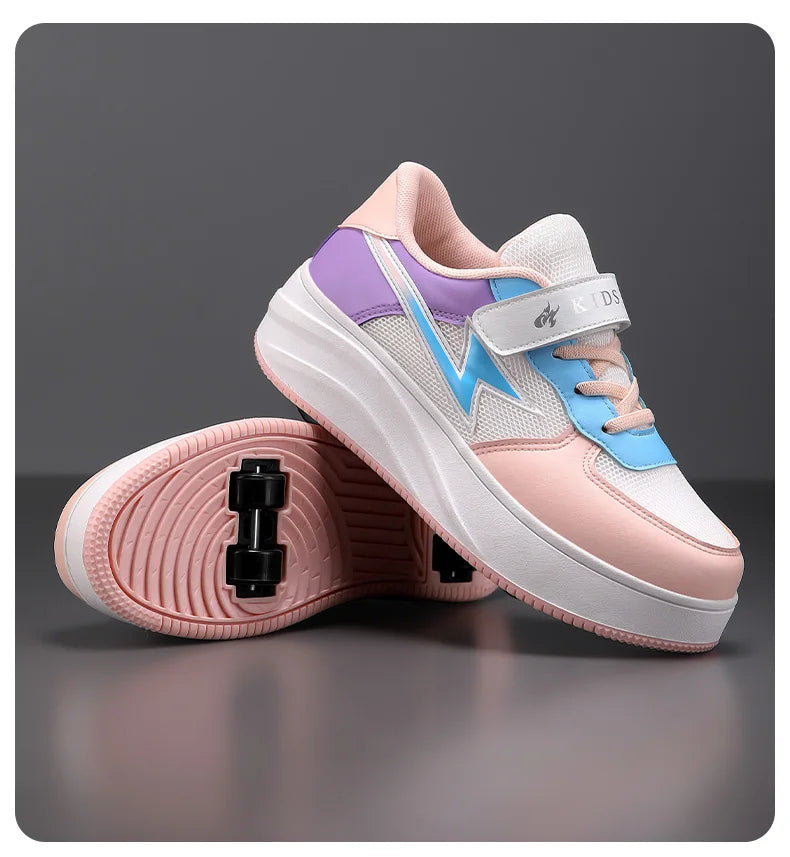 Children's walking shoes Girls 2025 new breathable roller skates boys primary school four wheel roller shoes can walk and slide