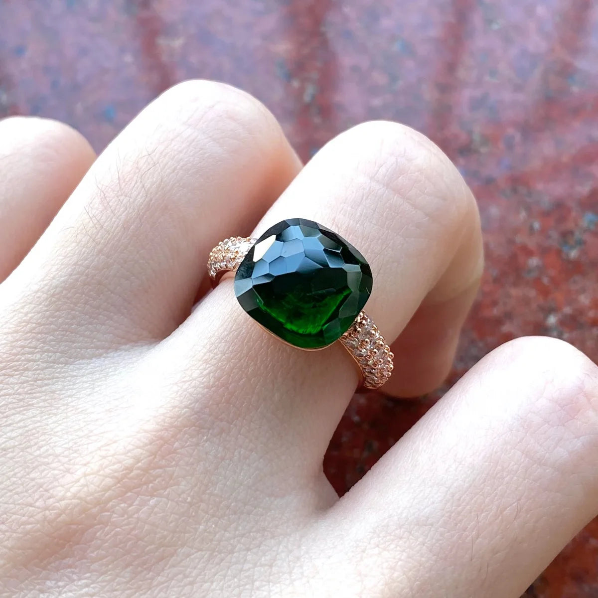 12.6mm   Ring Candy Style Zircon Ring Flat Pink Green Purple Crystal Ring For Women Candy Ring Fashion Jewelry Gift