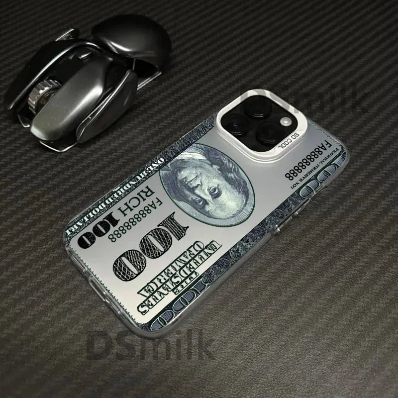 USD Dollar Popular Design Phone Case for iPhone 16 15 14 13 Pro 12 11 Pro Xs X XR Max Laser Hard PC+TPU Cases Back Cover-H538P1
