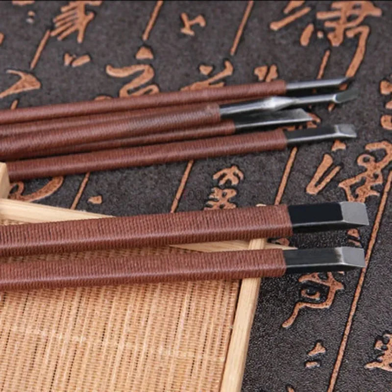 Stone Carving Hand Tools Set Professional Stone Carving Chisel Set 11/7/5/3pc Manganese Steel Woodworking Fine Sculpture Tool