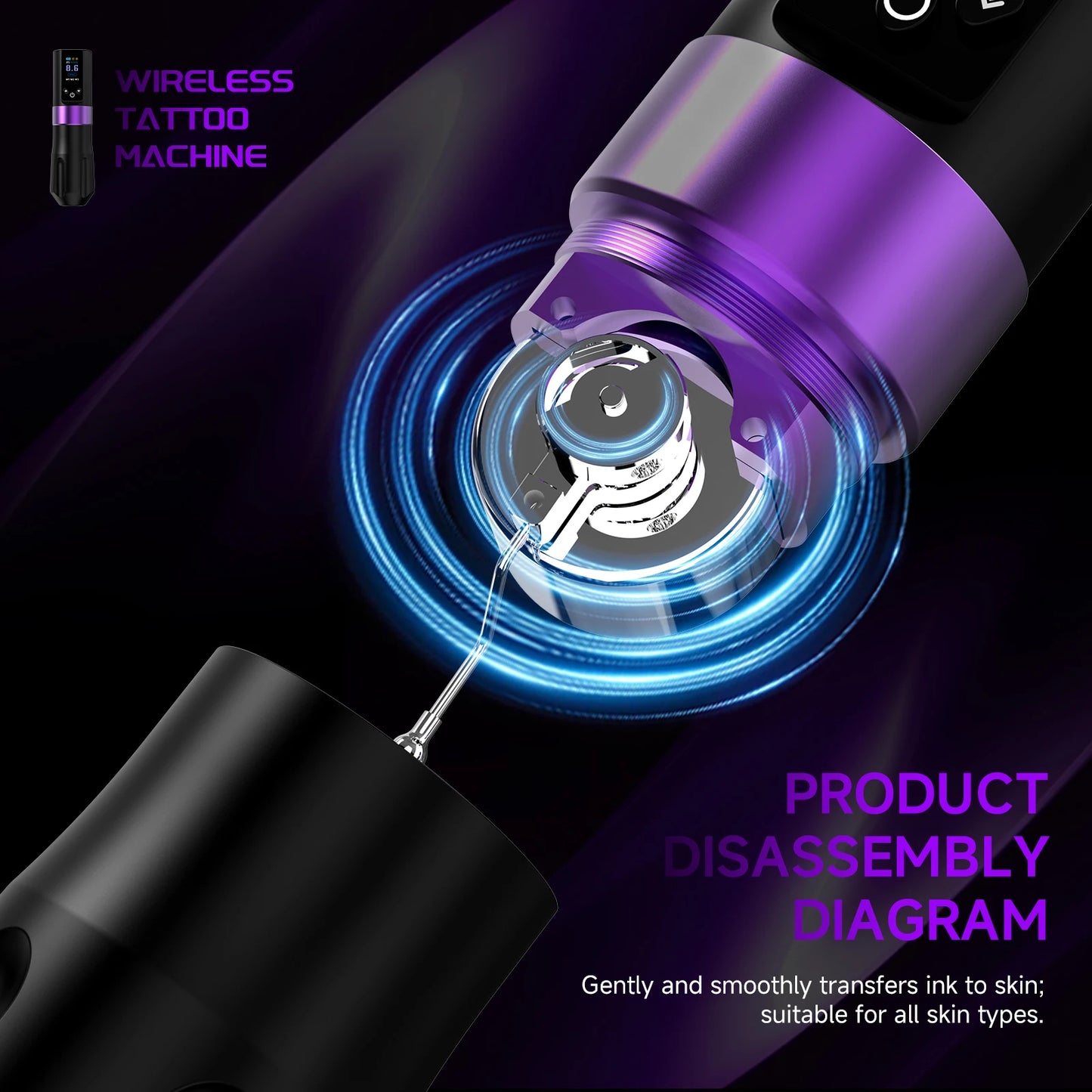 DQFART Wireless Tattoo Pen 10000 Rmp For Permanent Makeup Tattoo Machine for Professional Tattoo Artists Tattoo Supplies