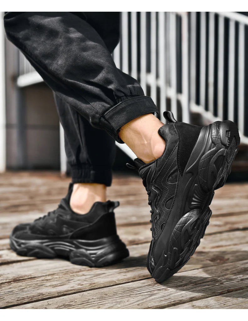 Sports shoes men's four season casual fashion outdoor thick sole breathable comfortable anti slip wear-resistant casual sneakers